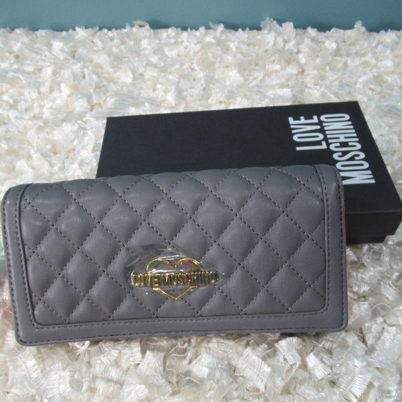 Love Moschino Gray Quilted Tri Fold Wallet - Picture 2 of 7